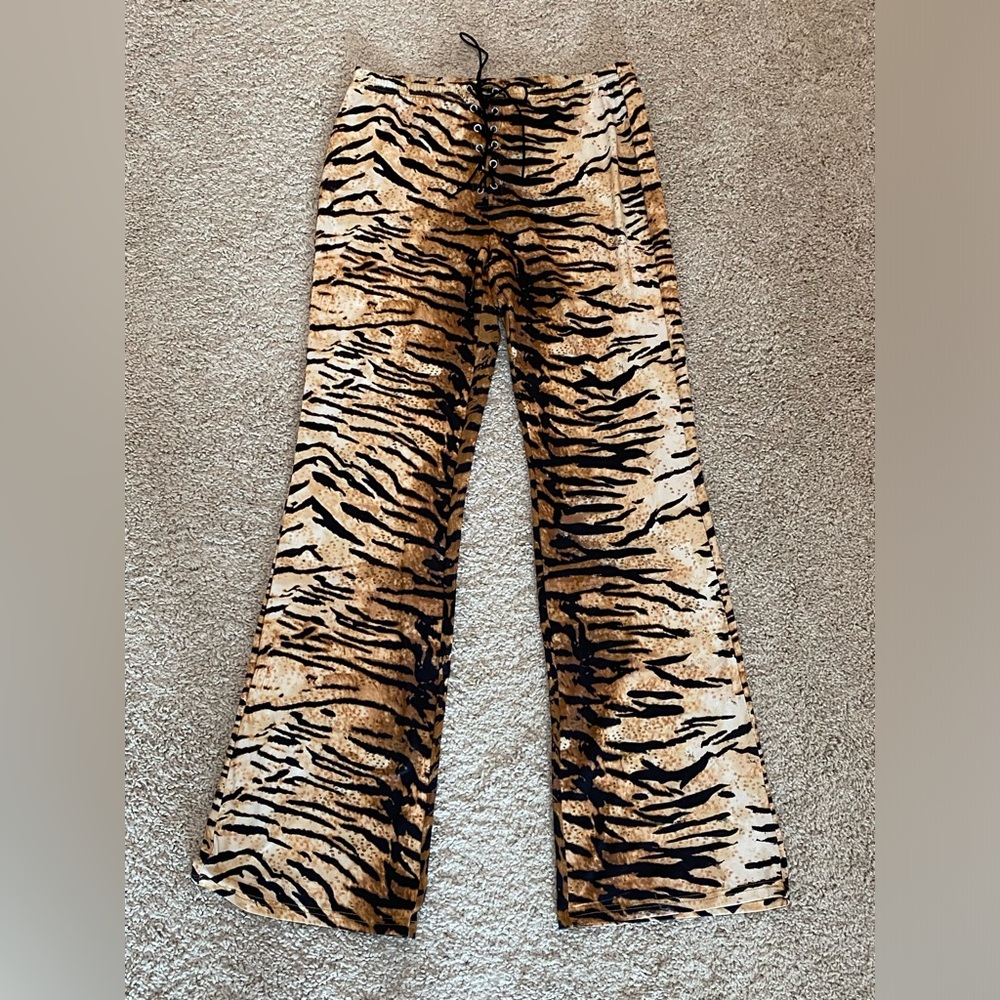 TIGER PRINT FLARE PANTS